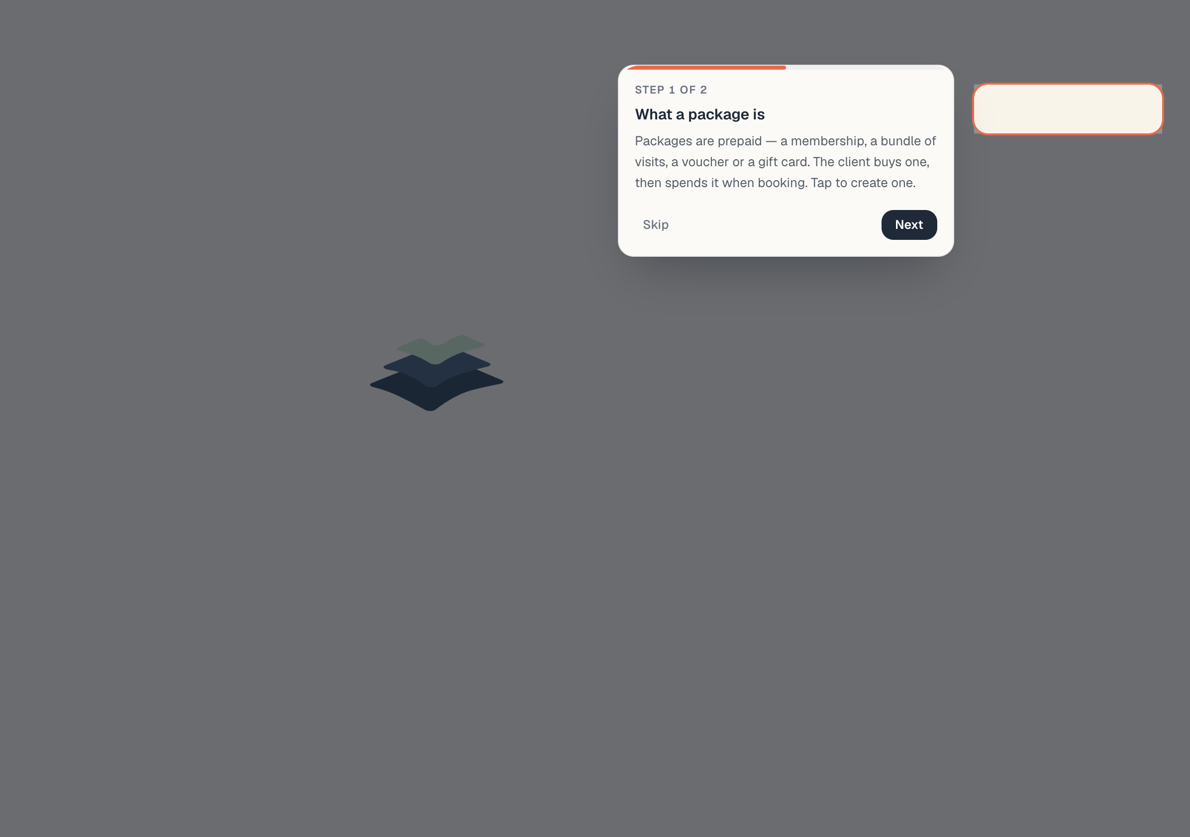 Catalog → Packages: active packages with type, scope, validity, price and the publish switch